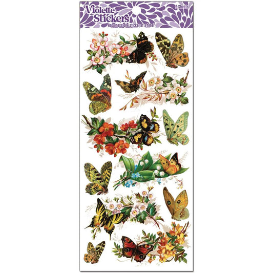 Natural Butterflies Stickers - 2 Sticker Sheets for Stationary, Scrapbooking, & More