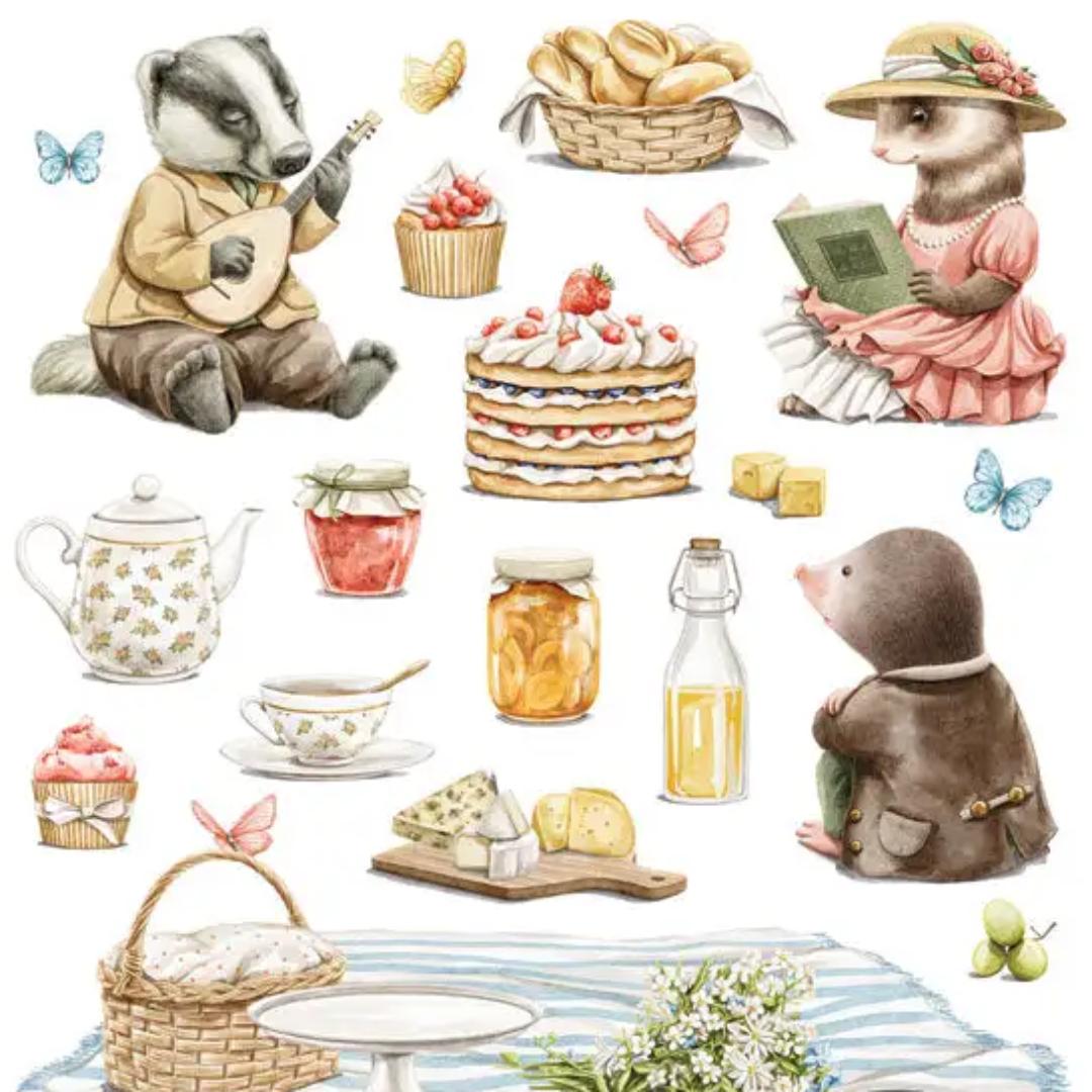Critter Picnic Stickers - 2 Sticker Sheets for Scrapbooking, Stationary, & More