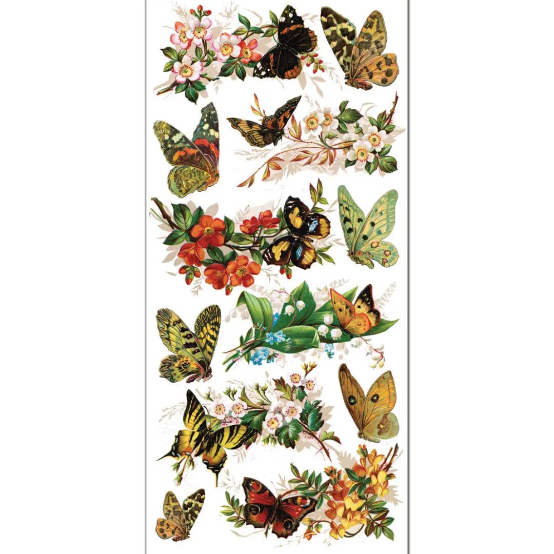 Natural Butterflies Stickers - 2 Sticker Sheets for Stationary, Scrapbooking, & More