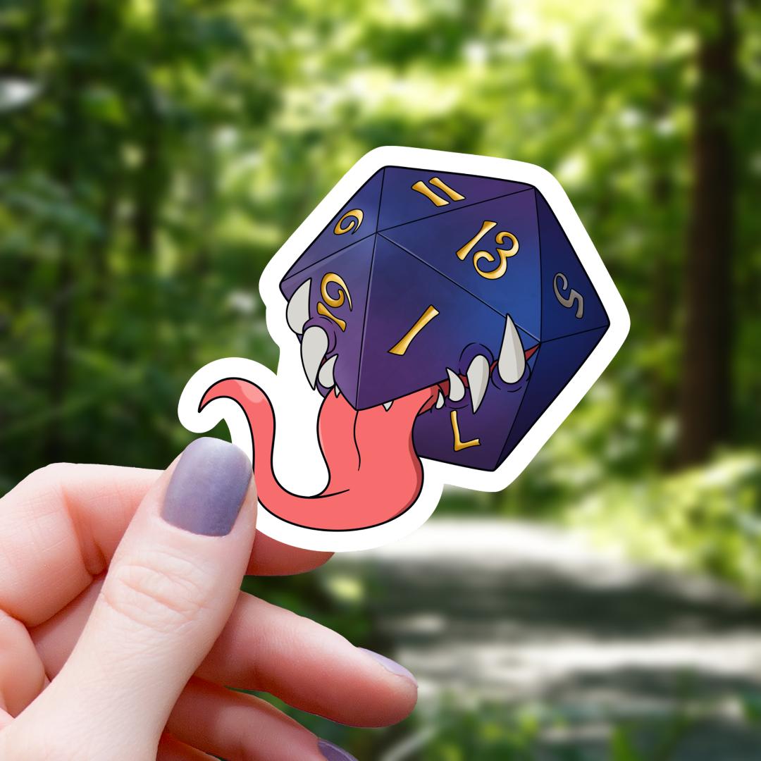 Mimic Monster Galaxy D20 Dice RPG Sticker - 3" Waterproof Vinyl Decal
