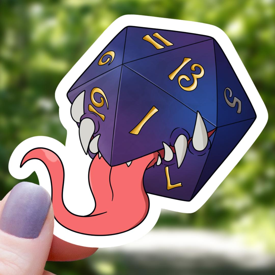 Mimic Monster Galaxy D20 Dice RPG Sticker - 3" Waterproof Vinyl Decal