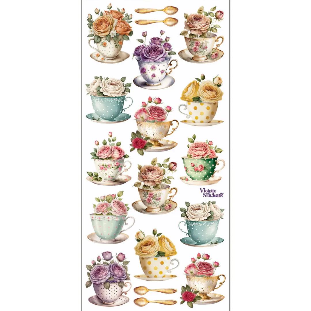 Rosie Teatime Stickers - 2 Sticker Sheets for Stationary, Scrapbooking, & More