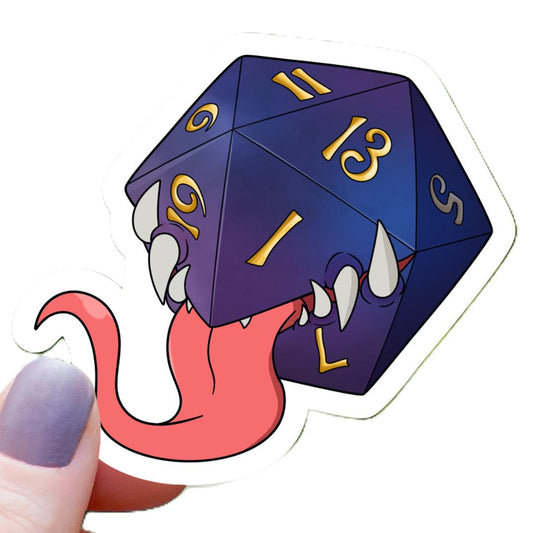 Mimic Monster Galaxy D20 Dice RPG Sticker - 3" Waterproof Vinyl Decal