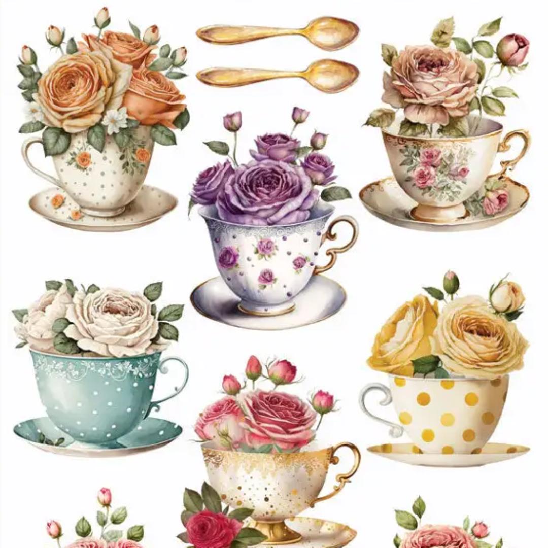 Rosie Teatime Stickers - 2 Sticker Sheets for Stationary, Scrapbooking, & More