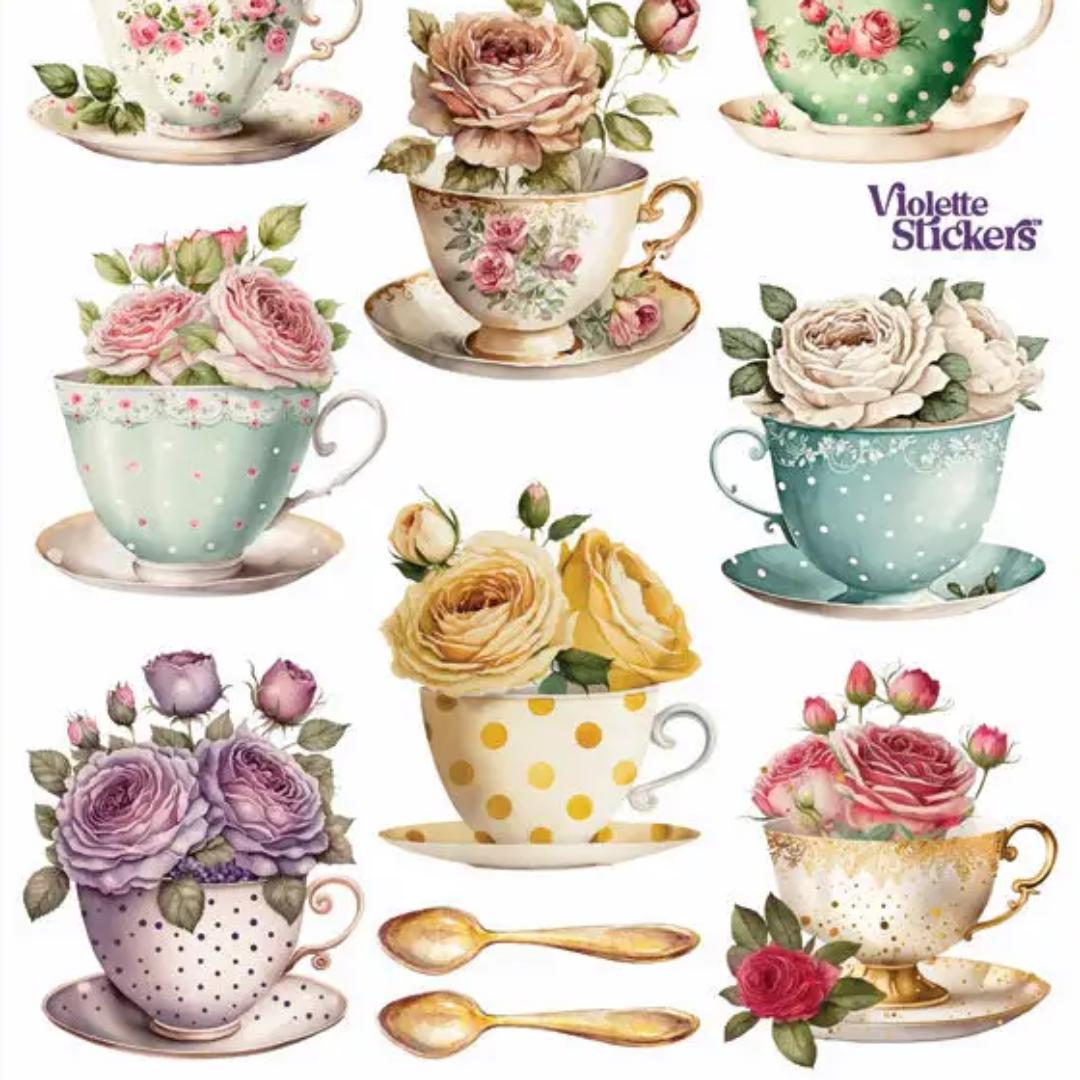 Rosie Teatime Stickers - 2 Sticker Sheets for Stationary, Scrapbooking, & More
