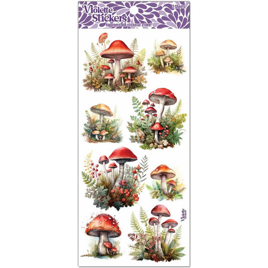 Mushroom Patches Stickers - 2 Sticker Sheets for Stationary, Scrapbooking, & More
