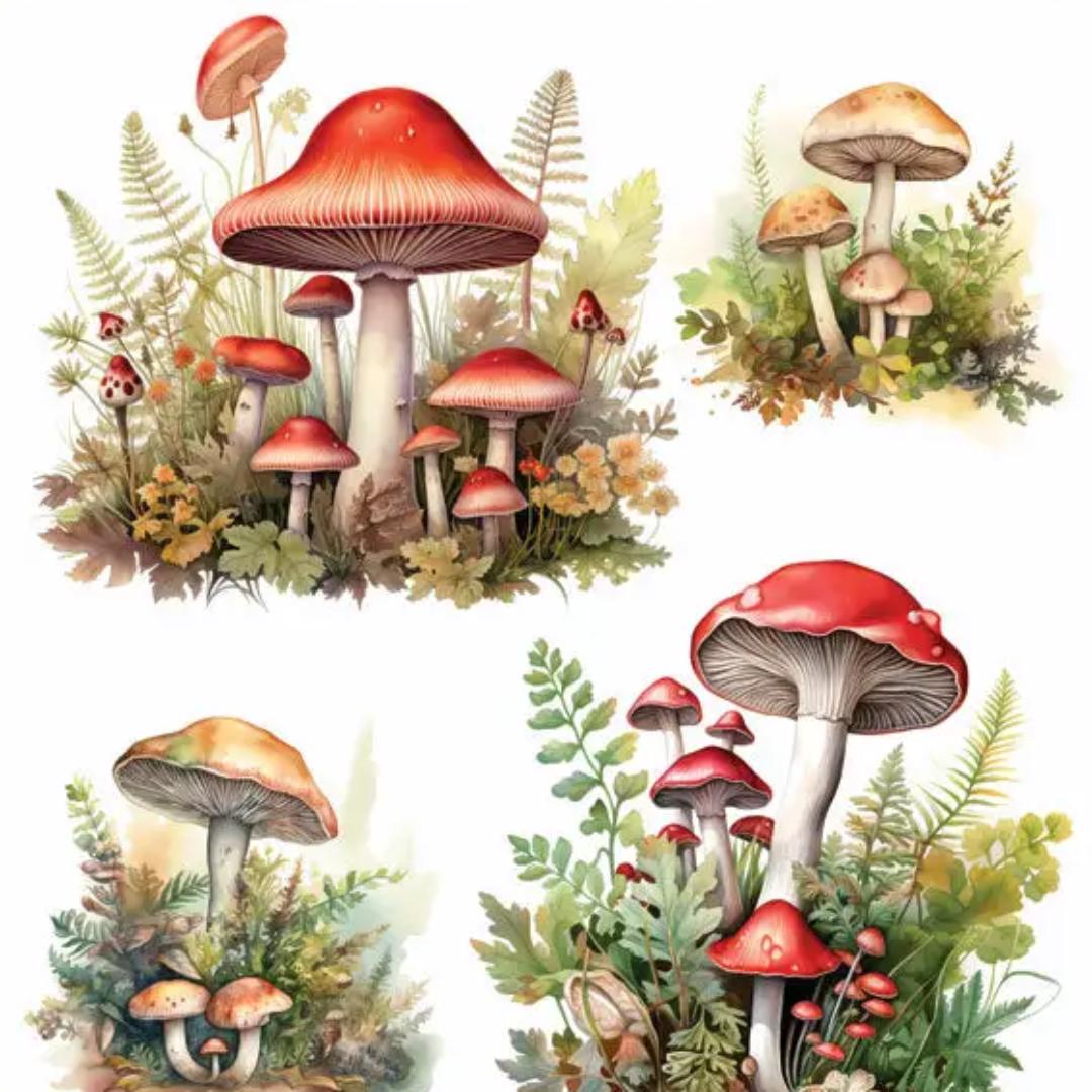 Mushroom Patches Stickers - 2 Sticker Sheets for Stationary, Scrapbooking, & More