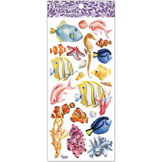 Fish in the Ocean - 2 Sticker Sheets for Stationary, Scrapbooking, & More