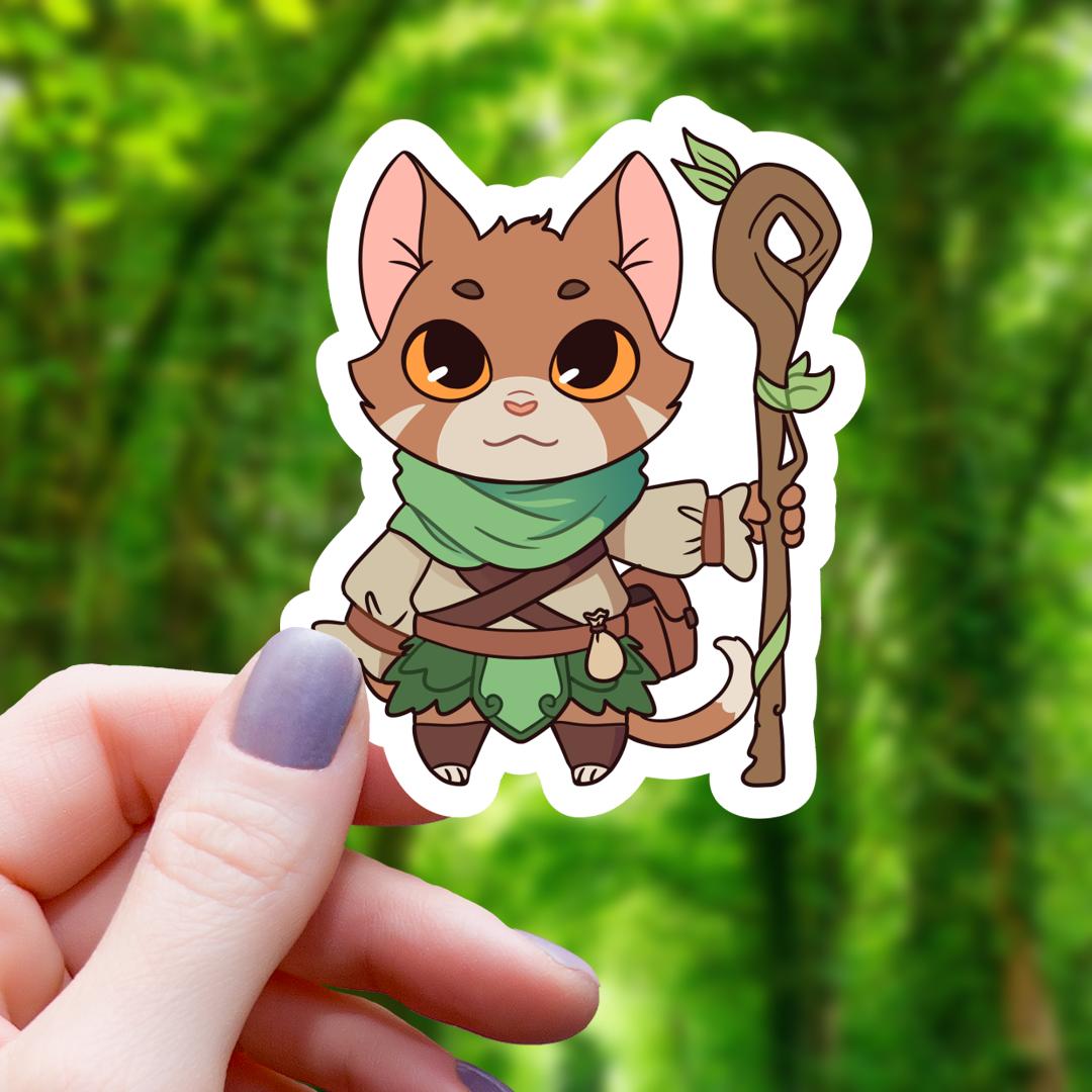 Cat Druid Class RPG Inspired Sticker - 3" Waterproof Vinyl Decal