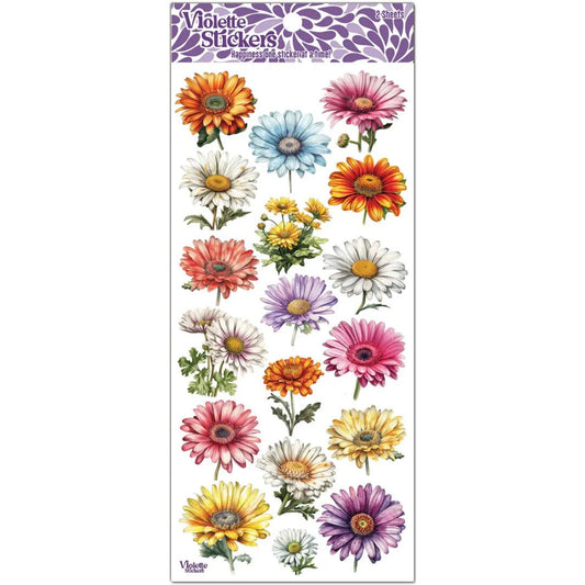 Colorful Daisy Stickers - 2 Sticker Sheets for Stationary, Scrapbooking, & More