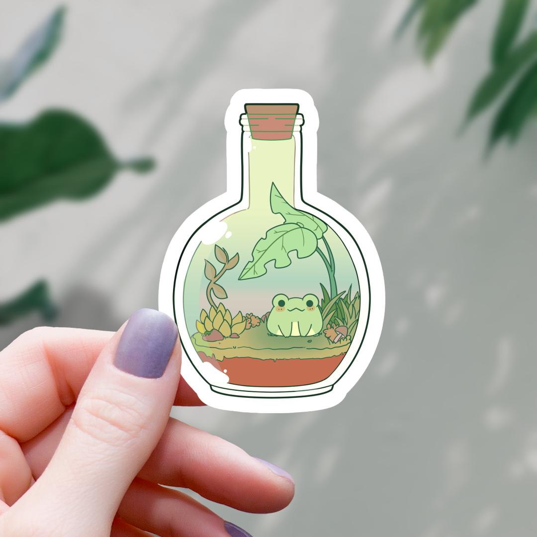 Kawaii Frog in a Bottle Sticker - 3" Waterproof Vinyl Decal