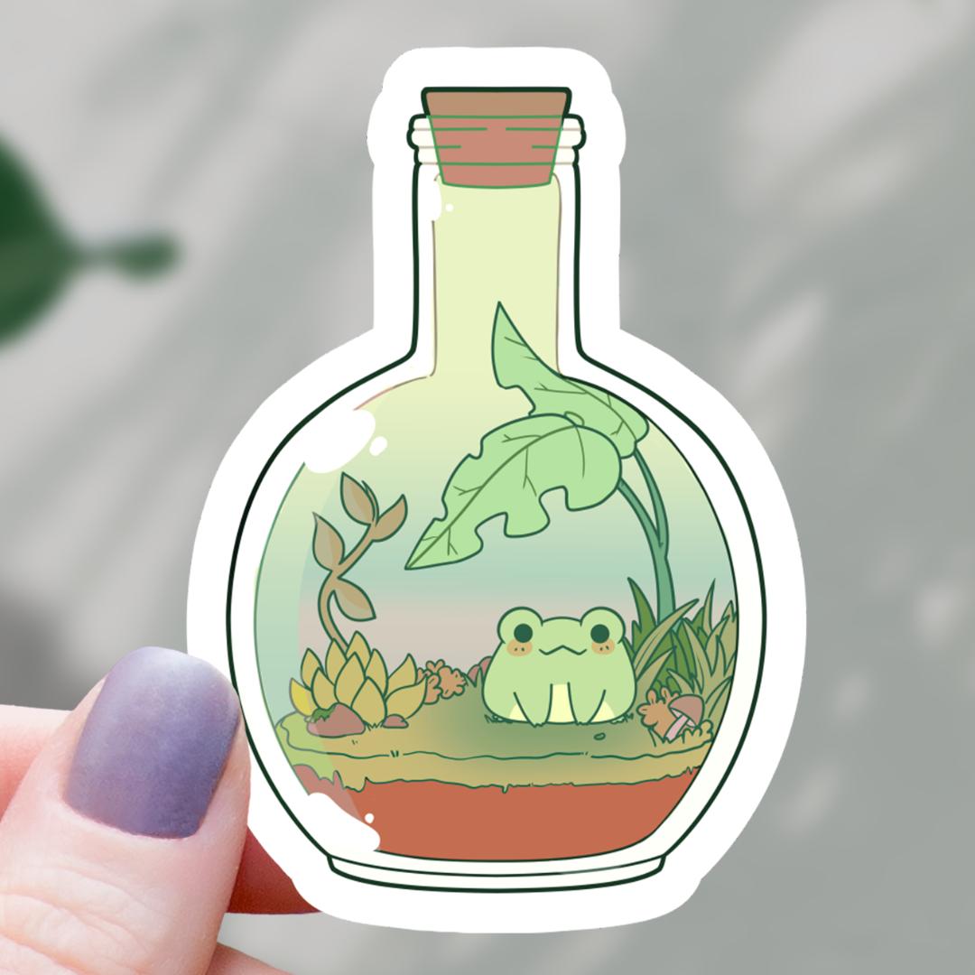 Kawaii Frog in a Bottle Sticker - 3" Waterproof Vinyl Decal