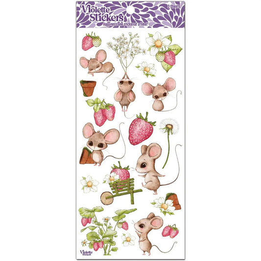 Strawberry Mice Vintage Stickers - 2 Sticker Sheets for Stationary, Scrapbooking, & More