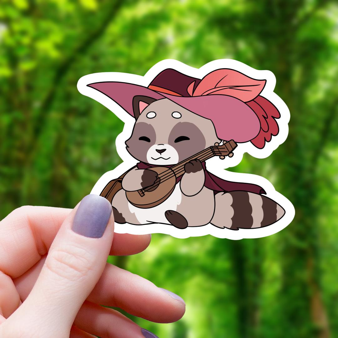 Raccoon Bard Class RPG Inspired Sticker - 3" Waterproof Vinyl Decal