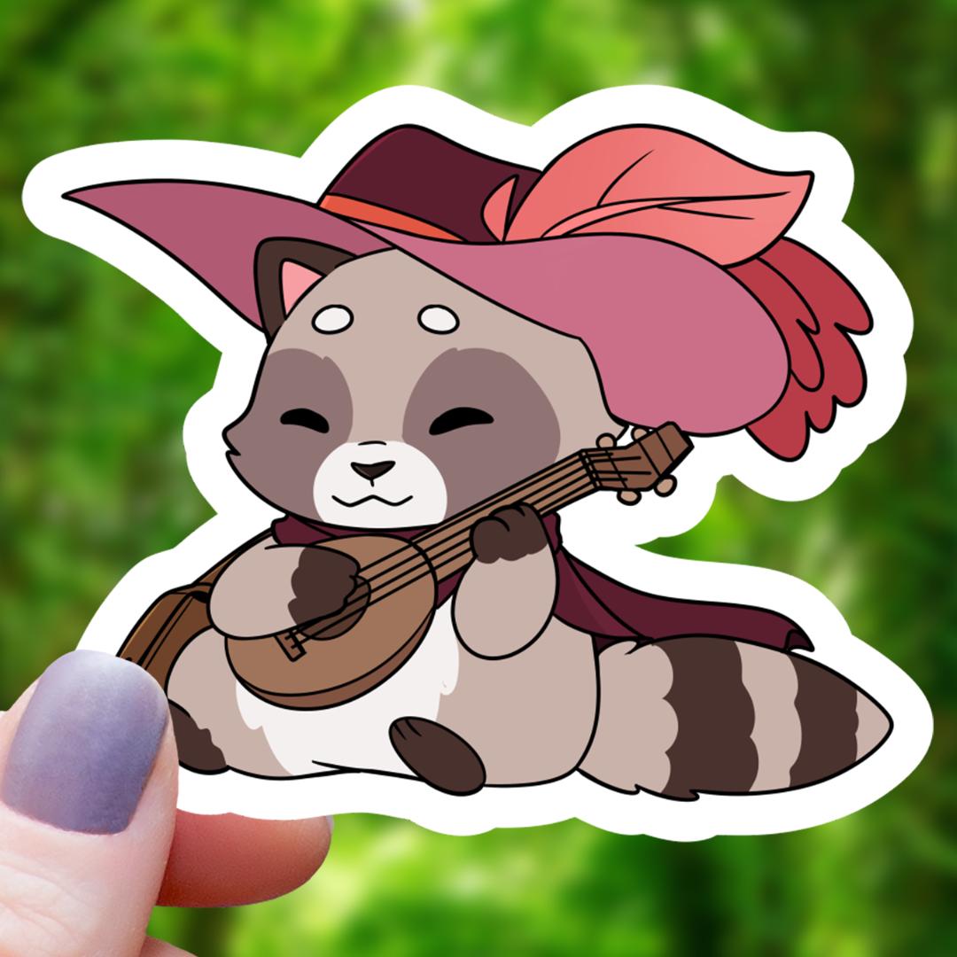 Raccoon Bard Class RPG Inspired Sticker - 3" Waterproof Vinyl Decal