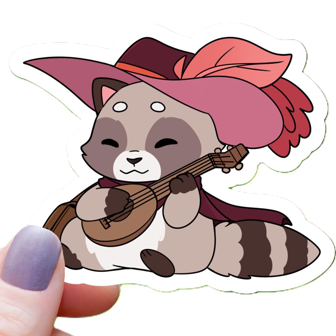 Raccoon Bard Class RPG Inspired Sticker - 3" Waterproof Vinyl Decal