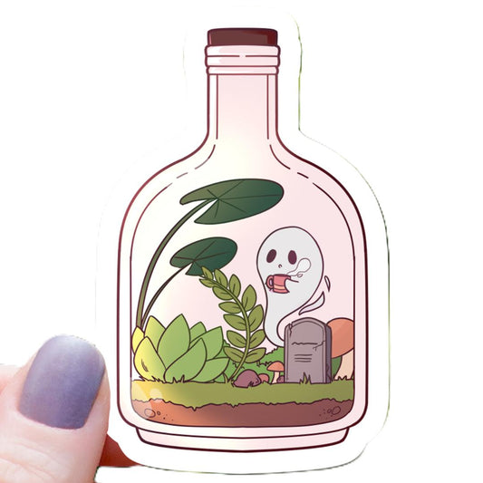 Ghost in a Bottle Terrarium Sticker - 3" Waterproof Vinyl Decal - Halloween