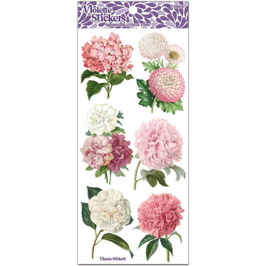 Pink Peony Party Stickers - 2 Sticker Sheets for Stationary, Scrapbooking, & More