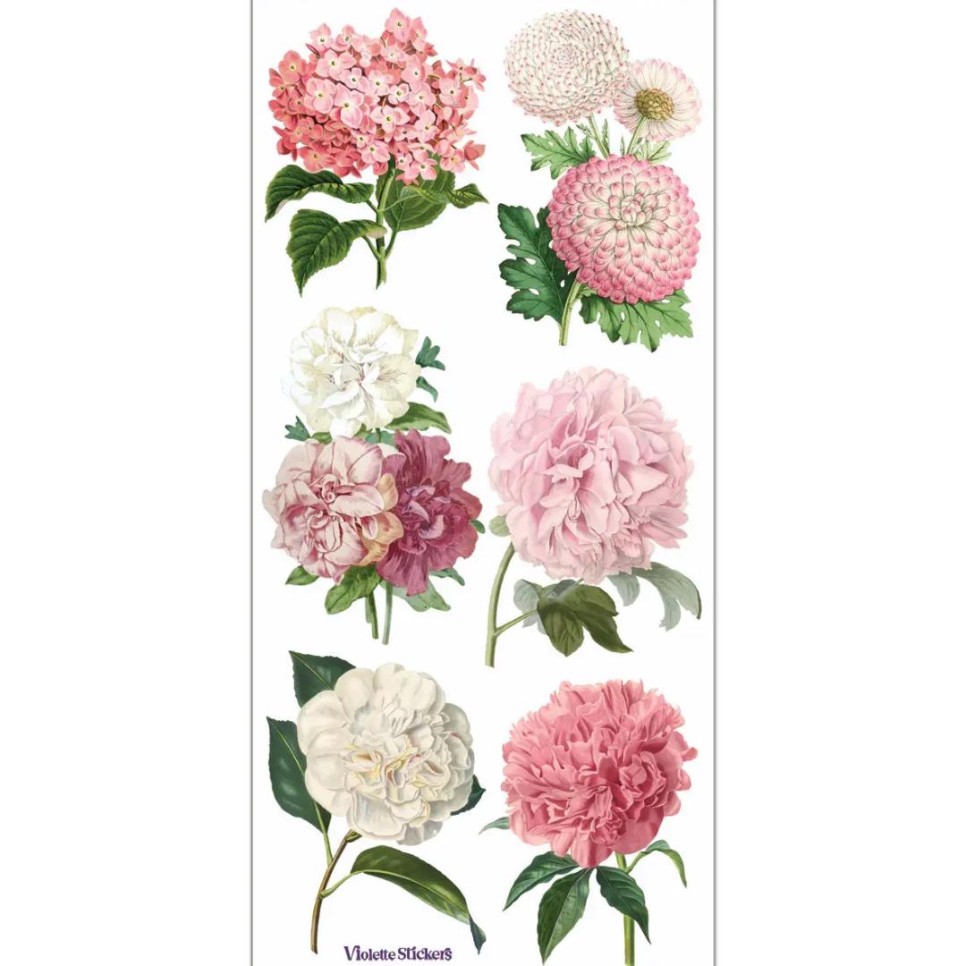 Pink Peony Party Stickers - 2 Sticker Sheets for Stationary, Scrapbooking, & More