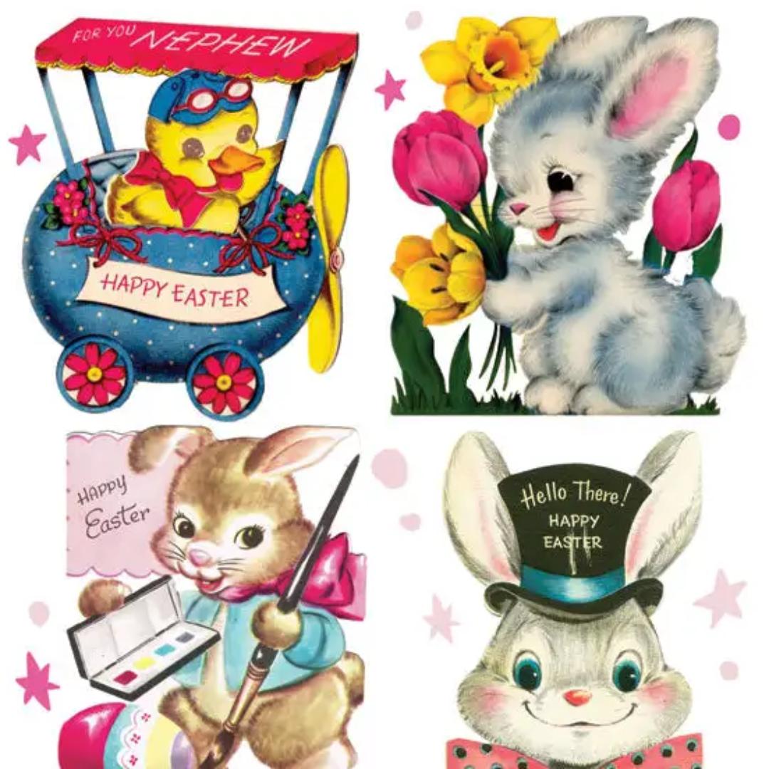 Vintage Easter Greeting Stickers - 2 Sticker Sheets for Stationary, Scrapbooking, & More