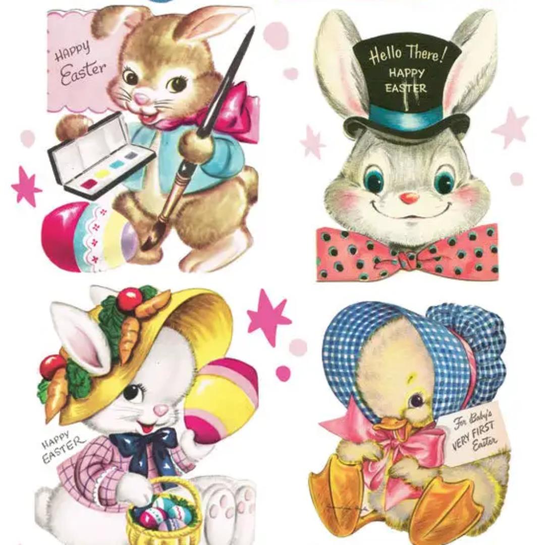 Vintage Easter Greeting Stickers - 2 Sticker Sheets for Stationary, Scrapbooking, & More