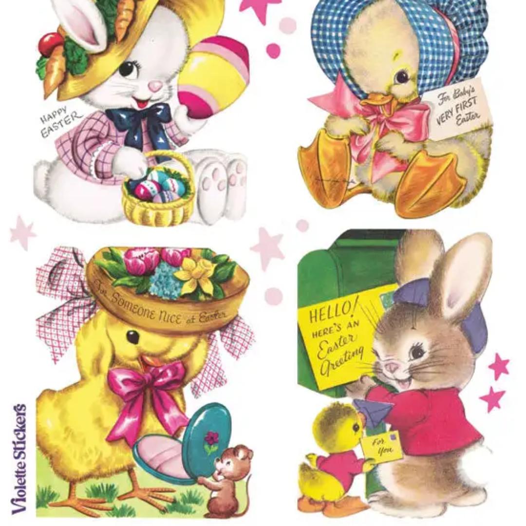 Vintage Easter Greeting Stickers - 2 Sticker Sheets for Stationary, Scrapbooking, & More