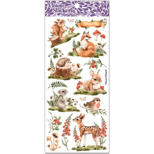 Mushroom Woodland Critter Stickers - 2 Sticker Sheets for Stationary, Scrapbooking, & More