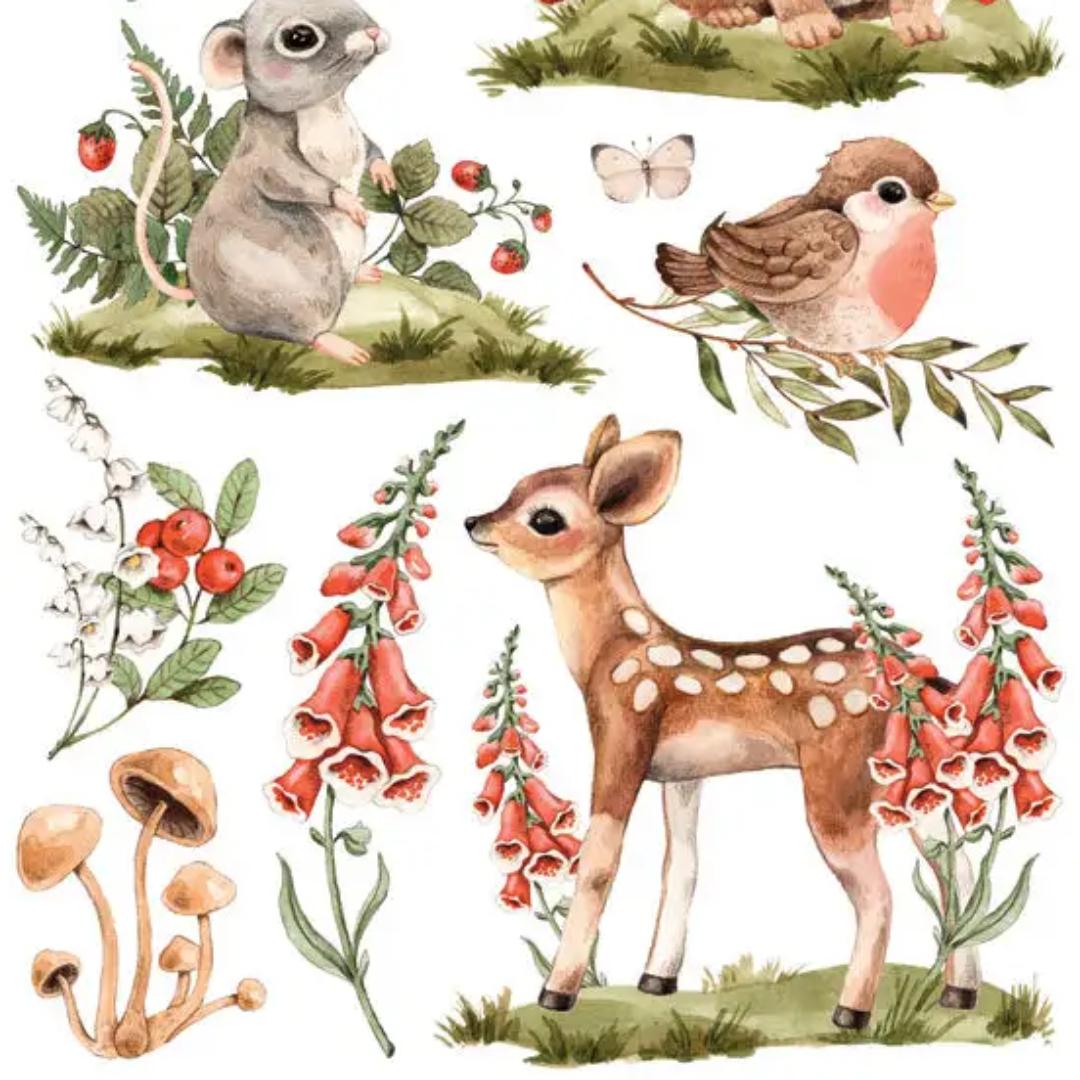 Mushroom Woodland Critter Stickers - 2 Sticker Sheets for Stationary, Scrapbooking, & More