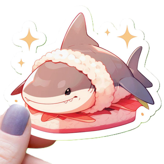 Kawaii Sashimi Shark Sticker - 3" Waterproof Vinyl Decal