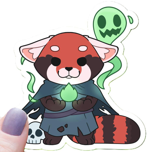 Red Panda Necromancer Sticker - 3" Waterproof Vinyl Sticker