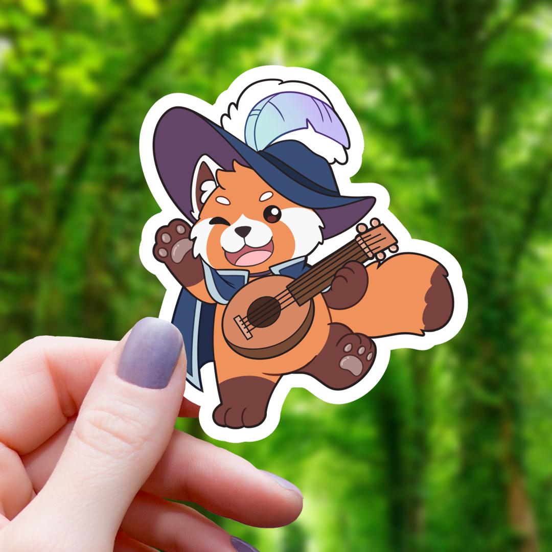 Red Panda Bard Class RPG Inspired Sticker - 3" Waterproof Vinyl Sticker