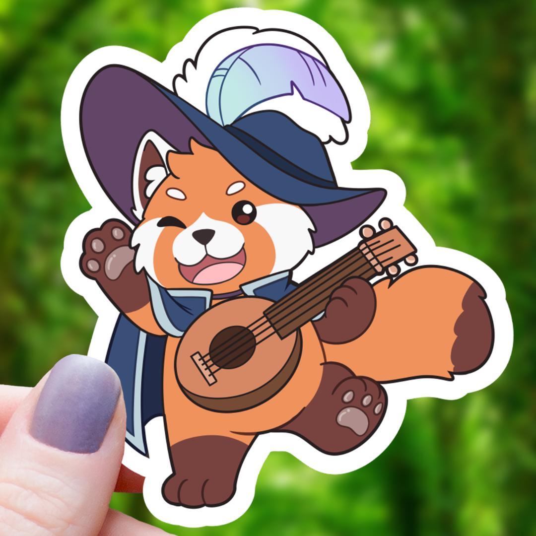 Red Panda Bard Class RPG Inspired Sticker - 3" Waterproof Vinyl Sticker