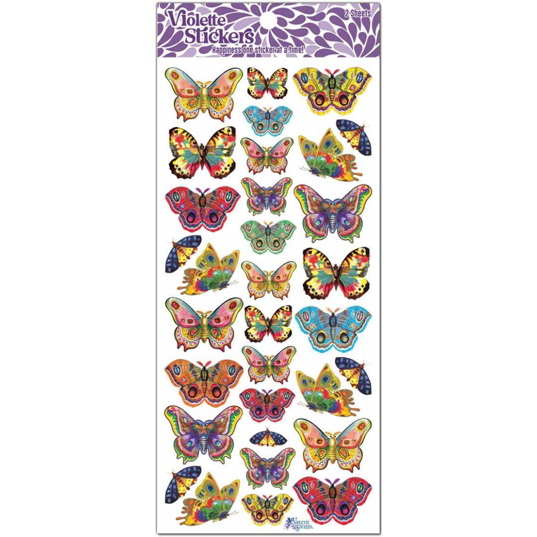 Golden Butterfly Stickers - 2 Sticker Sheets for Stationary, Scrapbooking, & More