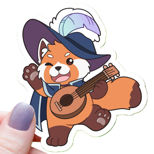Red Panda Bard Class RPG Inspired Sticker - 3" Waterproof Vinyl Sticker