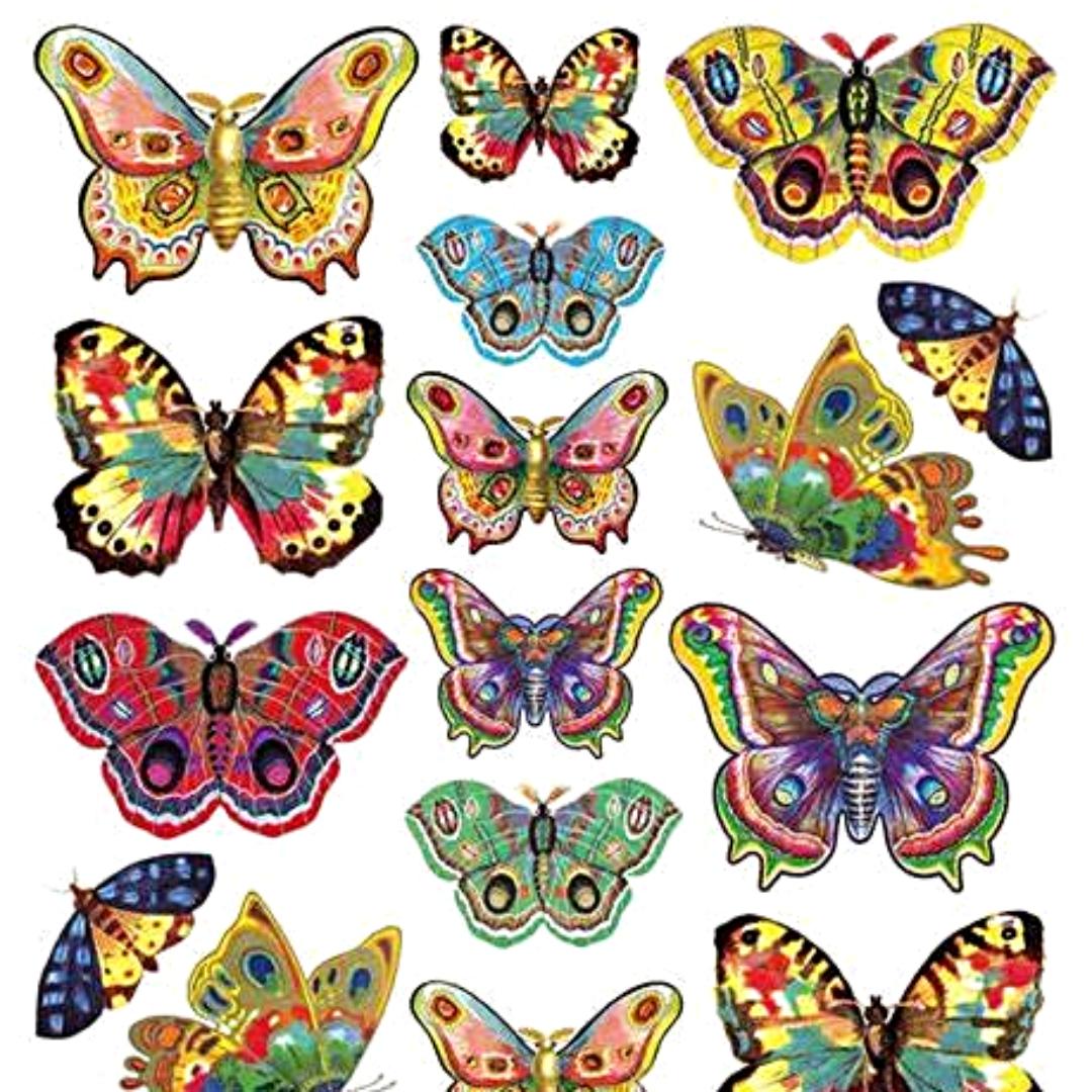 Golden Butterfly Stickers - 2 Sticker Sheets for Stationary, Scrapbooking, & More
