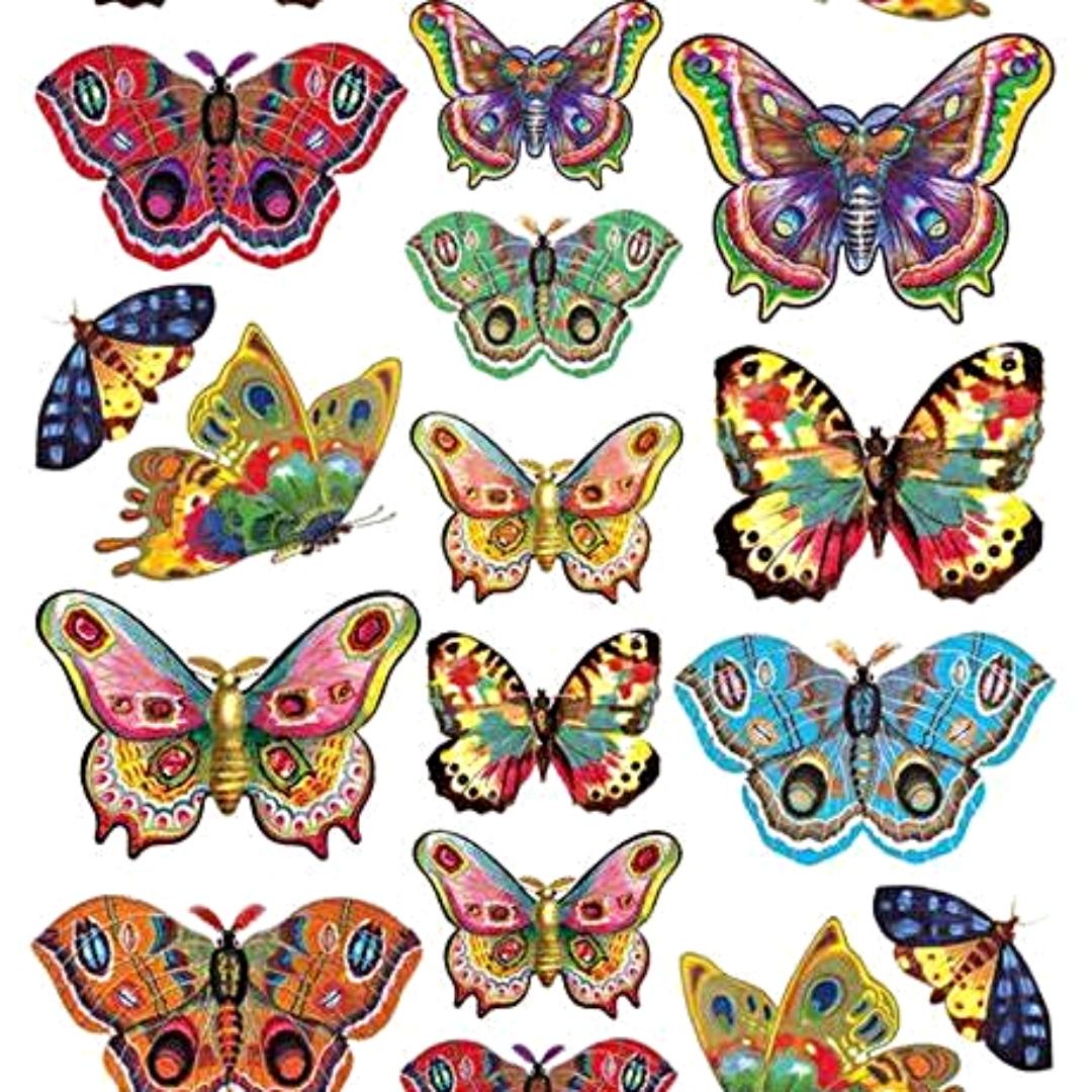 Golden Butterfly Stickers - 2 Sticker Sheets for Stationary, Scrapbooking, & More