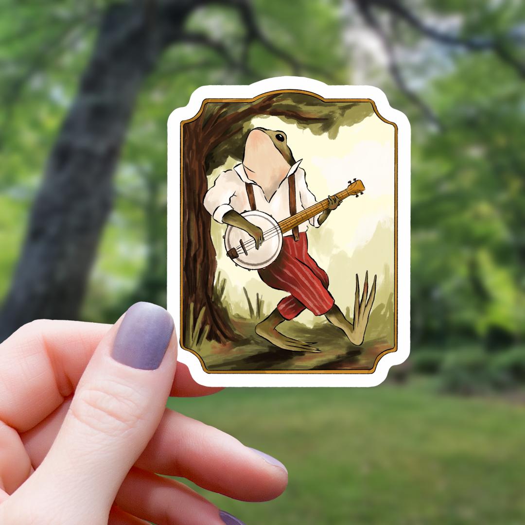Vintage Banjo Frog Cottagecore Sticker - 3" Waterproof Vinyl Decal