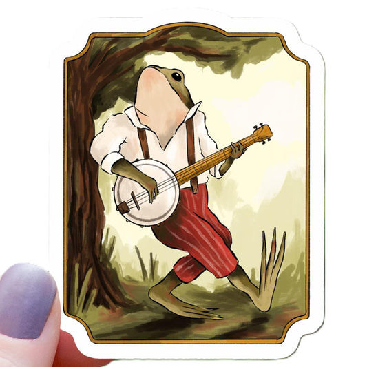 Vintage Banjo Frog Cottagecore Sticker - 3" Waterproof Vinyl Decal