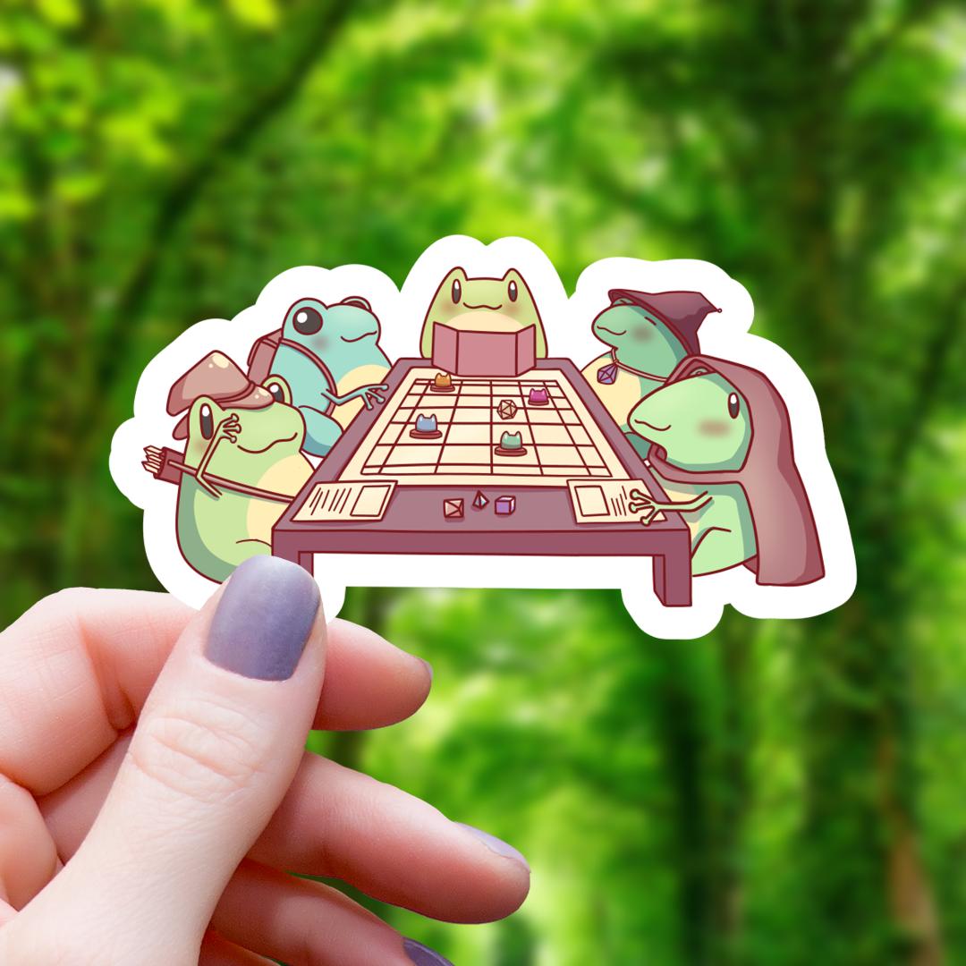 Frogs Playing Tabletop RPG Sticker - 3" Waterproof Vinyl Decal