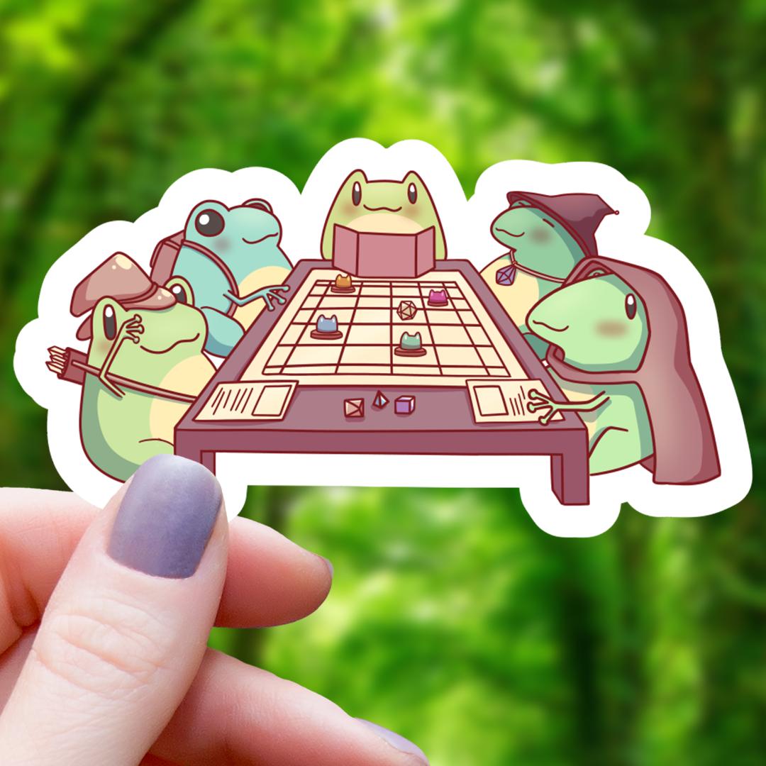 Frogs Playing Tabletop RPG Sticker - 3" Waterproof Vinyl Decal