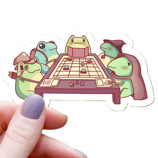 Frogs Playing Tabletop RPG Sticker - 3" Waterproof Vinyl Decal