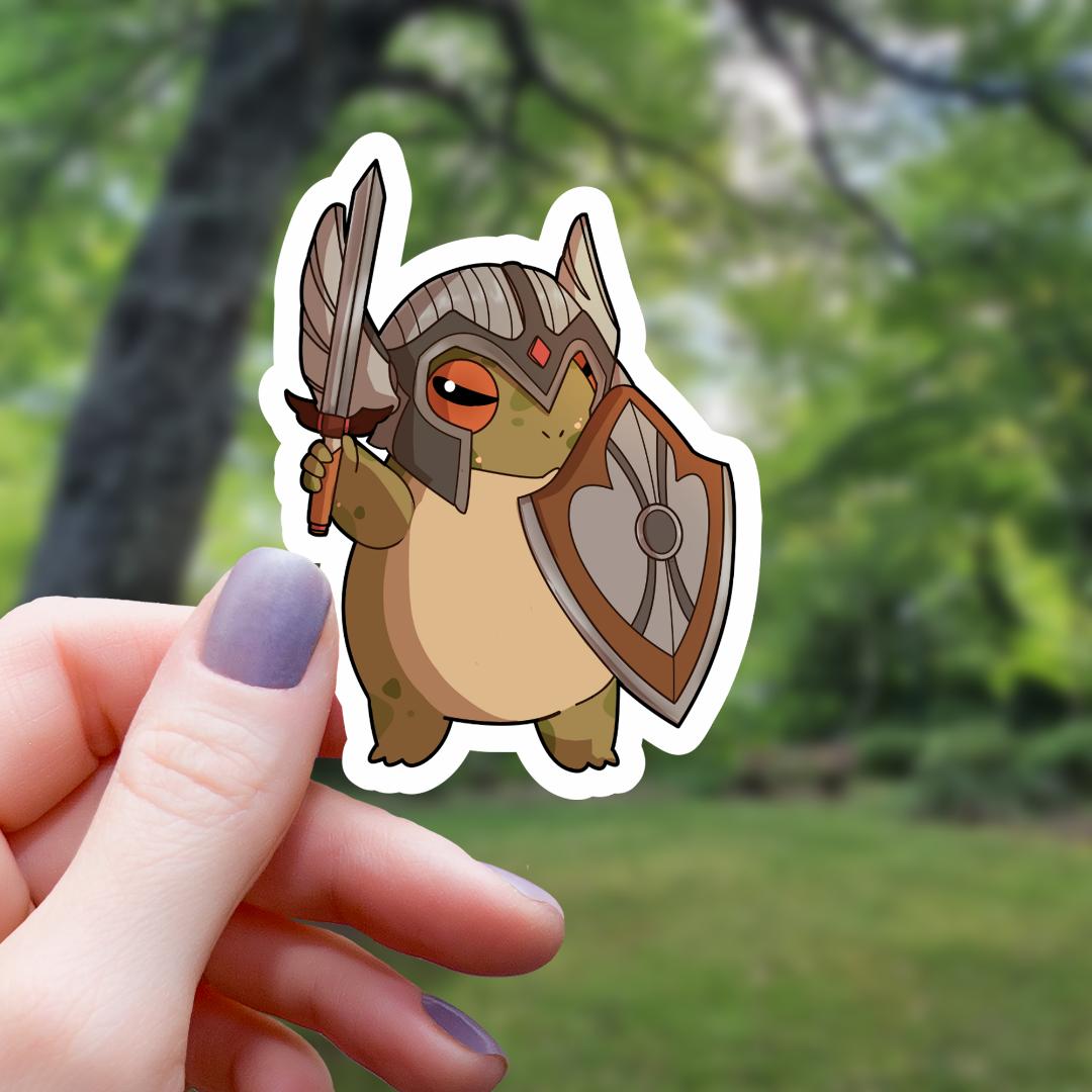 Frog Paladin Class RPG Inspired Sticker - 3" Waterproof Vinyl Decal