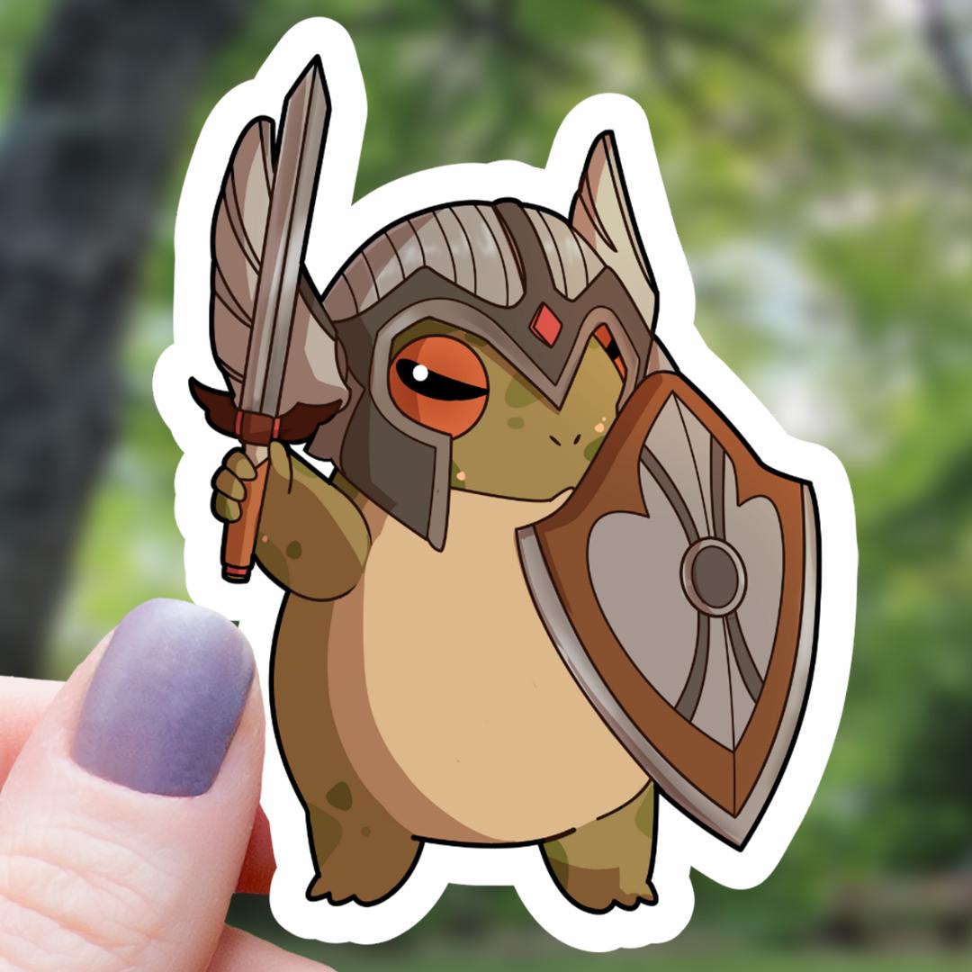 Frog Paladin Class RPG Inspired Sticker - 3" Waterproof Vinyl Decal