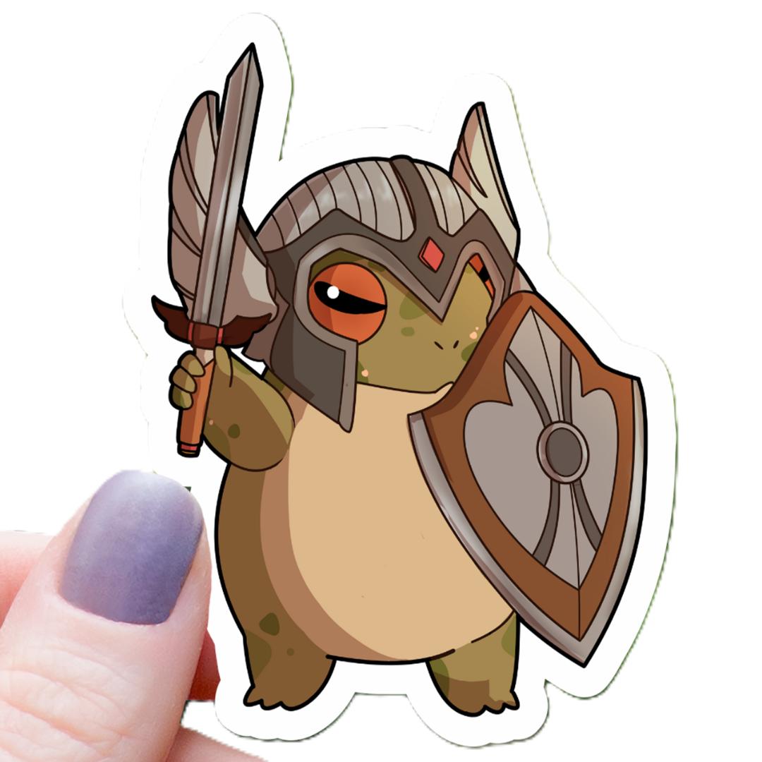 Frog Paladin Class RPG Inspired Sticker - 3" Waterproof Vinyl Decal