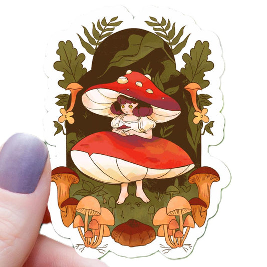 Mushroom Forest Fairy Fantasy Sticker - 3" Waterproof Vinyl Decal