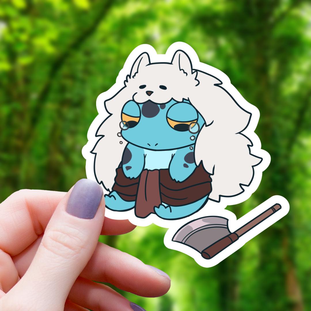 Crying Barbarian Class Frog RPG Inspired Sticker - 3" Waterproof Vinyl Decal