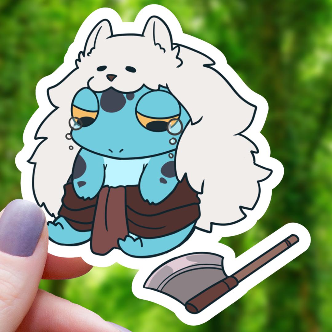 Crying Barbarian Class Frog RPG Inspired Sticker - 3" Waterproof Vinyl Decal