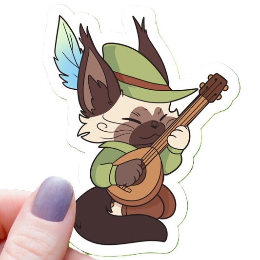 Cat Bard Class Tabletop RPG Inspired Sticker - 3" Waterproof Vinyl Decal