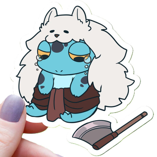 Crying Barbarian Class Frog RPG Inspired Sticker - 3" Waterproof Vinyl Decal