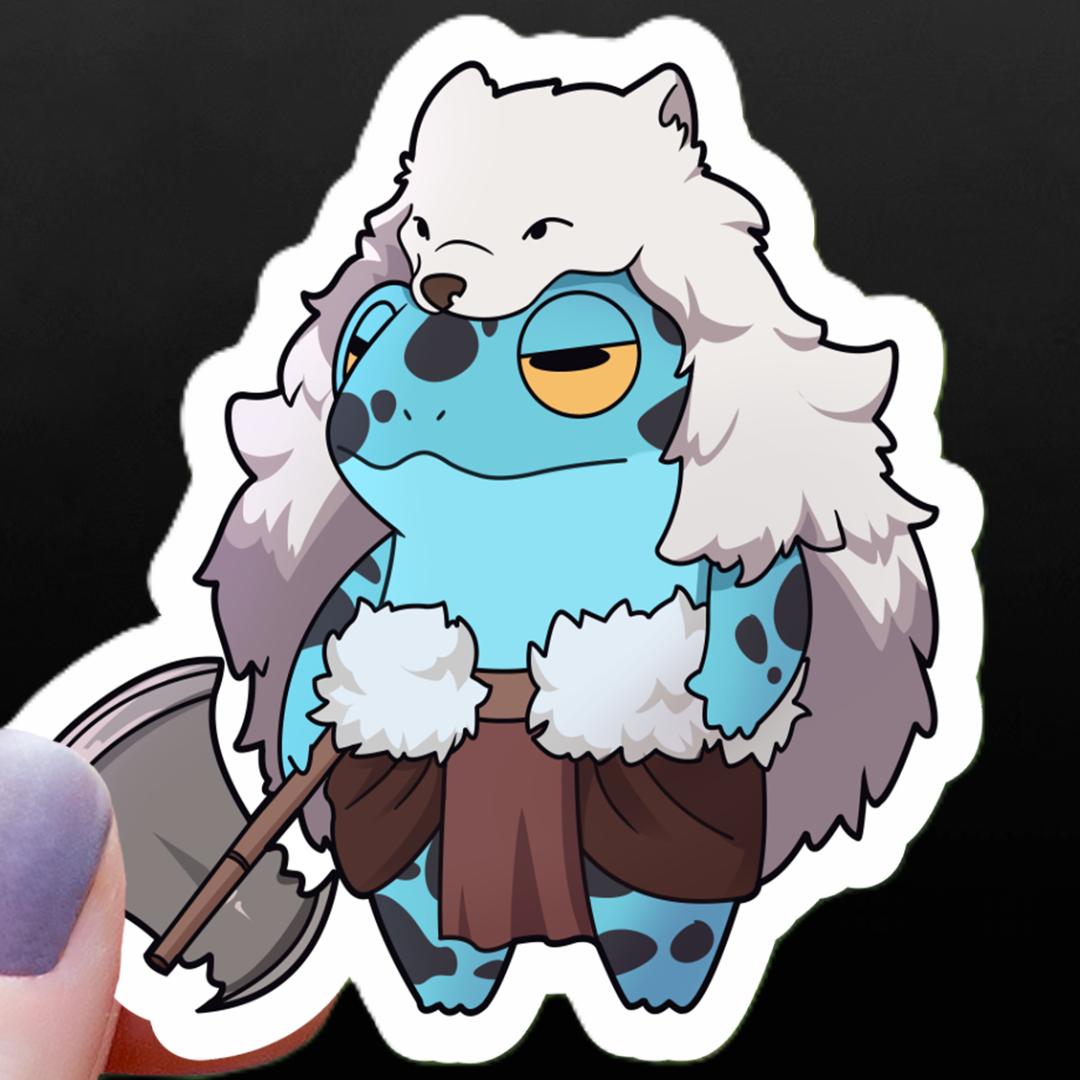 Frog Barbarian Class Tabletop RPG Sticker - 3" Waterproof Vinyl Decal